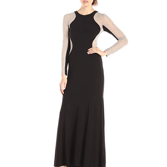 Xscape Dresses & Skirts - Xscape Long Sleeve Beaded Gown